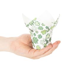 Product Paper Plant Pot Cover with Clover Design, 12cm, Set of 12