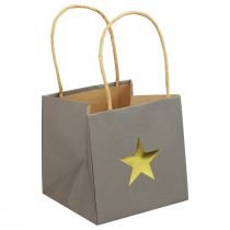 Product Paper bags with star and handle gray assorted 12×12×12cm 9pcs