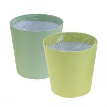Paper pot, cachepot, planter blue/green Ø11cm H10cm 4pcs