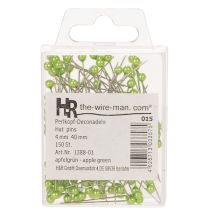 Product Green pearl-headed floristry pins, versatile use, Ø4mm, 40mm, 150 pieces