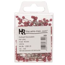 Product Pearl Head Pins Red Decorative Pins for Florists Ø4mm 40mm Set of 150