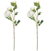 Product Artificial Peonies with 3 Flowers White Cream 81cm 2pcs