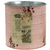Product Planter old pink decorative box metal vintage Ø15.5cm H15cm