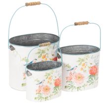 Product Oval vintage spring decoration planter, metal, 26/22/17cm, set of 3