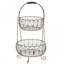 Plant etagere vintage metal basket stand 2-tier 62cm