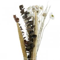 Bouquet of dried flowers with eucalyptus white DIY box H30-35cm