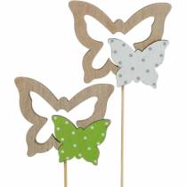 Product Plant plug butterfly on stick wood spring decoration 16pcs