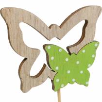 Plant plug butterfly on stick wood spring decoration 16pcs