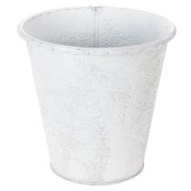 Product Plant pot, planter with ornaments, metal decoration white, grey Ø20.5cm H19.5cm