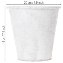 Product Plant pot, planter with ornaments, metal decoration white, grey Ø20.5cm H19.5cm