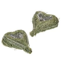 Product Decorative Heart from Natural Grass with Foil Insert 14cm Set of 2
