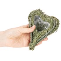 Product Decorative Heart from Natural Grass with Foil Insert 14cm Set of 2