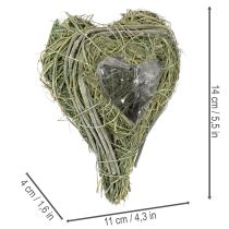 Product Decorative Heart from Natural Grass with Foil Insert 14cm Set of 2