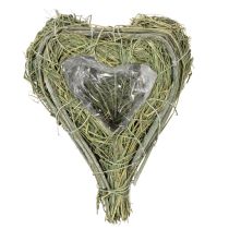 Product Decorative Heart from Natural Grass with Foil Insert 14cm Set of 2