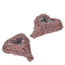 Product Heart-Shaped Twig Bowls with Liner for Home Arrangements, 14cm, Set of 2