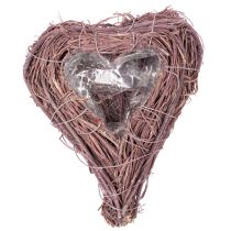 Product Heart-Shaped Twig Bowls with Liner for Home Arrangements, 14cm, Set of 2