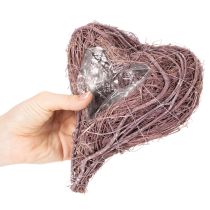 Product Heart-Shaped Twig Planters with Liner, 20cm, Set of 2, Natural/Brown