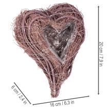 Product Heart-Shaped Twig Planters with Liner, 20cm, Set of 2, Natural/Brown