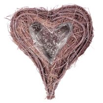 Product Heart-Shaped Twig Planters with Liner, 20cm, Set of 2, Natural/Brown