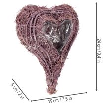 Product Purple Heart-Shaped Planting Bowl with Plastic Liner, 24cm