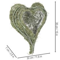 Product Heart-Shaped Natural Grass Planter with Liner, 38cm, Green
