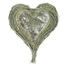 Product Heart-Shaped Natural Grass Planter with Liner, 38cm, Green