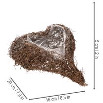 Product Heart-Shaped Twig Planter with Liner, 20cm, Set of 2