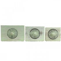 Product Plant box decorative drawer shabby green 15-23cm set of 3