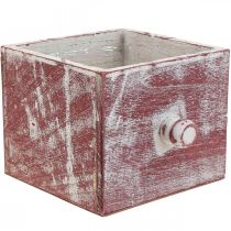 Product Plant box wooden decorative drawer shabby chic red white 12cm