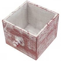 Product Plant box wooden decorative drawer shabby chic red white 12cm