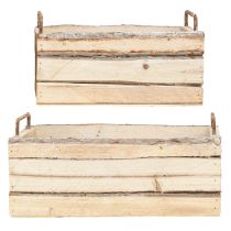 Product Planter Wood Bark Natural Handle L29cm/23cm Set 2pcs