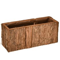 Product Wooden planter oblong flower box pine bark 27×10cm