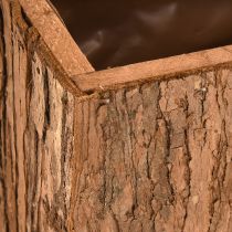 Product Wooden planter oblong flower box pine bark 27×10cm
