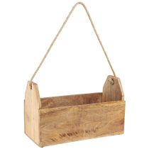 Product Planter natural wood jute with handle 35x16x21.5cm