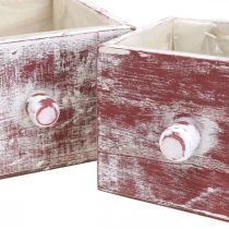 Product Plant box shabby chic decorative drawer red white set of 2