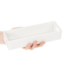 Product Rectangular Tray with Handles for Storage and Table Decoration, 32cm, Light Grey