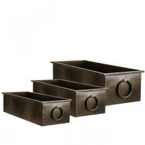 Flower box metal planter brass 59/53/47cm set of 3