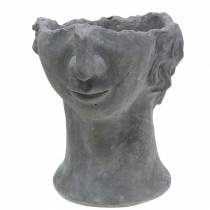 Planting head bust made of concrete for planting gray H23,5cm