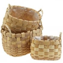 Plant basket cachepot with handles nature 22/27/33cm set of 3