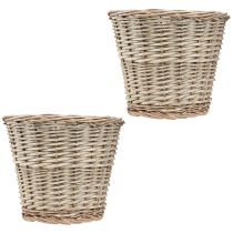 Product Vintage wicker plant basket, Ø25 cm, H21 cm, grey/white, set of 2