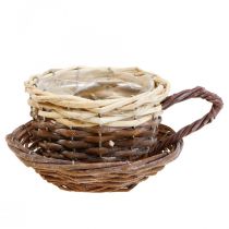 Braided plant basket, plant cup with saucer Ø16cm