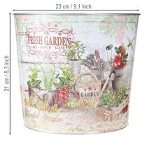 Product Round metal planter/flower pot Fresh Garden H21cm