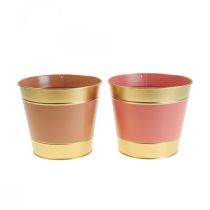 Planter flower pot metal cachepot Ø17cm H14.5cm 4pcs