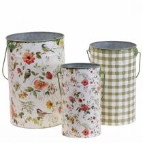 Product Plant pot vintage decorative metal bucket Ø18/15/12cm set of 3