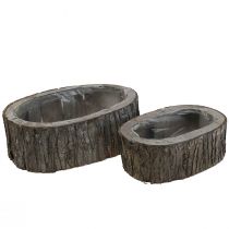 Product Plant box flower pot wood bark L23/29.5cm set of 2