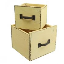 Plant drawer plant box wood yellow 12.5/16cm set of 2