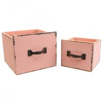 Plant drawer plant box wood Peach 12.5/16cm set of 2