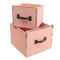 Plant drawer plant box wood Peach 12.5/16cm set of 2