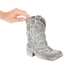 Product Cowboy Boot Planter 24cm Polyresin Grey Stone Look