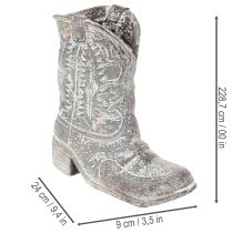Product Cowboy Boot Planter 24cm Polyresin Grey Stone Look